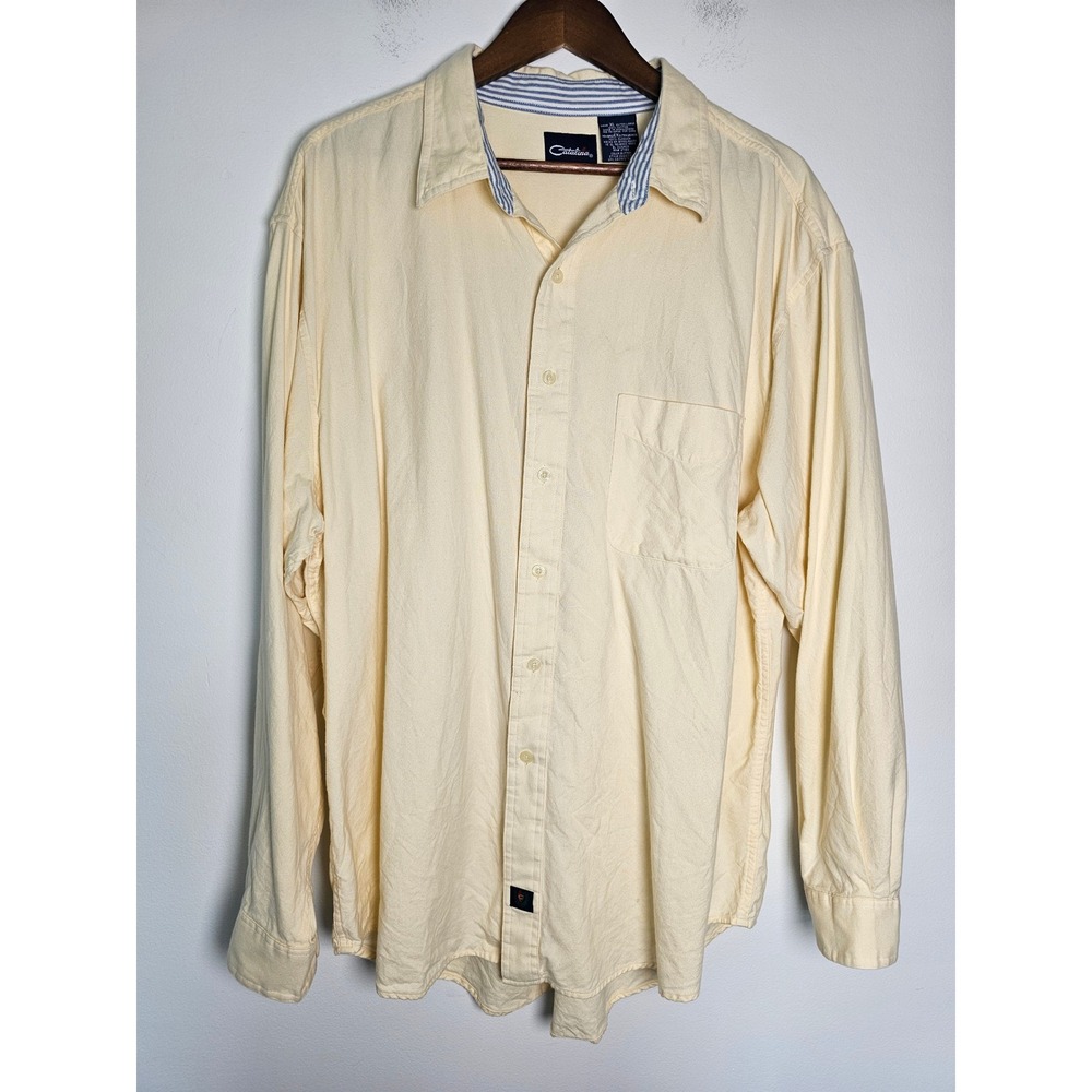 Coastal Catalina Button Down Shirt Mens XL Butter Yellow Cotton CM240150